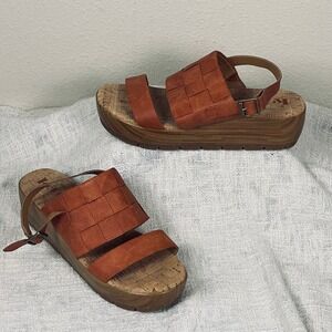 Korks Fraya Wedge Clog Platform Sandals Women's Size 8 Brown KR0011108